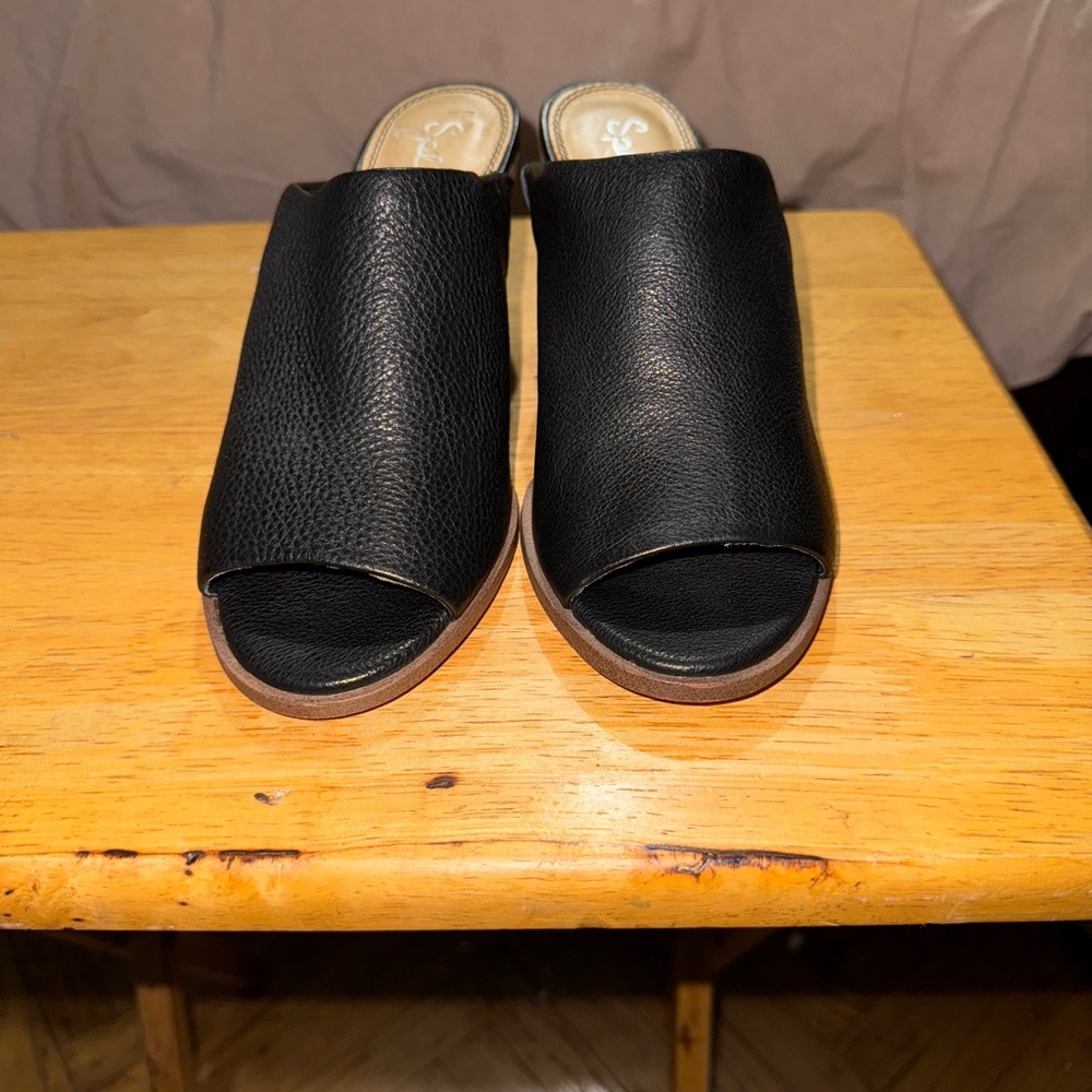 Splendid Black Peep-Toe Mules